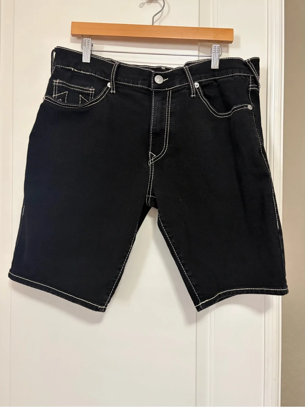 🪷🖤True Religion Black Denim Ricky Relaxed Straight Shorts🖤🪷